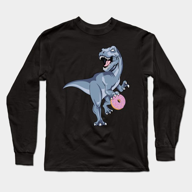 Dinosaur Donut Dino Doughnut Kids Trex Velociraptor Sweets T-Rex Long Sleeve T-Shirt by Shirtsurf